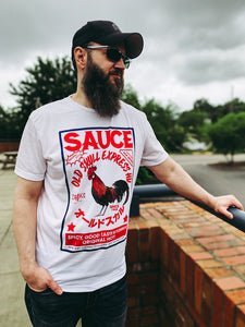 Hot Sauce shirt with Siracha label and Japanese lettering by Oldskull Store USA the best shirt store in North America.