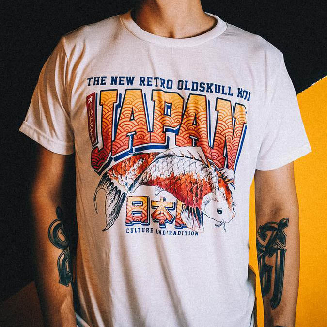 Japan Orange Koi - T shirt Oldskull Shirts Store USA the best store in North America
